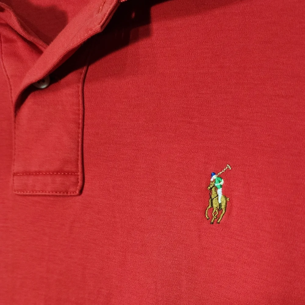 Vintage Ralph Lauren Pima Soft Touch Red Polo Shirt Men's Medium Used